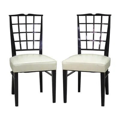 Pre-owned Dominique Pair Of Ebonized Side Chairs In Brown