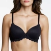 Dominique Womens Medium Support T-shirt Underwire Demi Bra 3501 In Black