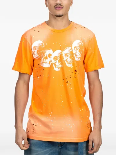 Domrebel Amigos Paint-splatter T-shirt In Orange
