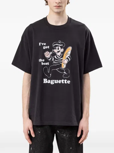 Domrebel Baguette Cartoon-print Boxy T-shirt In Black