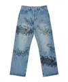 Domrebel Hops Printed Bootcut Jeans In Blue