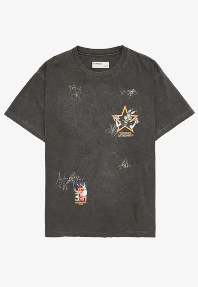 Domrebel Bunstar Printed Faded T-shirt In Black