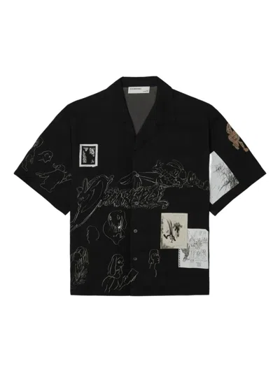 Domrebel Camp-collar Shirt In Black