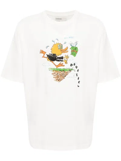 Domrebel Chase Graphic-print Cotton T-shirt In White