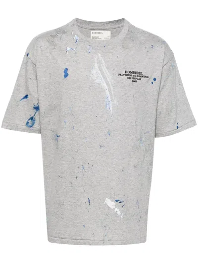 Domrebel Fizz Paint-stain Cotton T-shirt In Grey