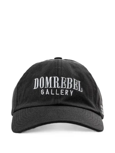 Domrebel Gallery Embroidered Washed Cotton Cap In Black