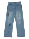 Domrebel Graphic-print Straight-leg Trousers In Blue