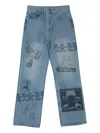 Domrebel Graphic-print Wide-leg Jeans In Blue