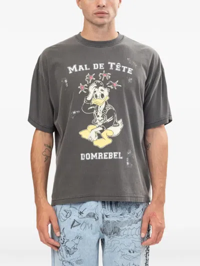 Domrebel Graphic-print Cotton T-shirt In Gray