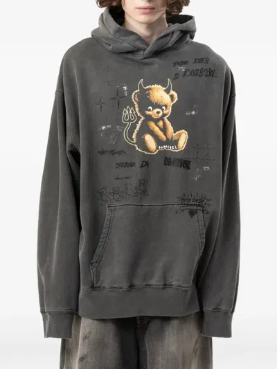 Domrebel Lil Dev Graphic-print Hoodie In Gray