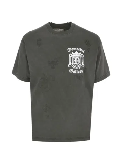 Domrebel Lion Crest Print T-shirt In Gray