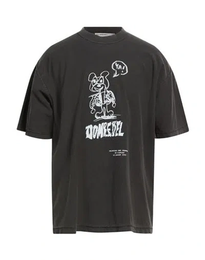 Domrebel Man T-shirt Charcoal Size M Cotton In Black