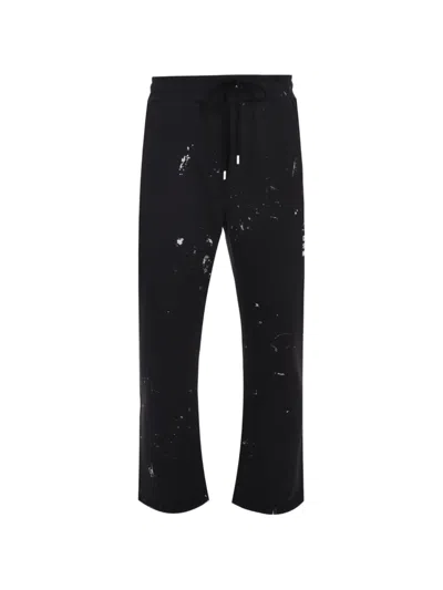 Domrebel Paint-splatter Logo-print Track Pants In Black