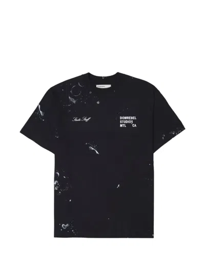 Domrebel Paint-splatter Logo-print T-shirt In Black