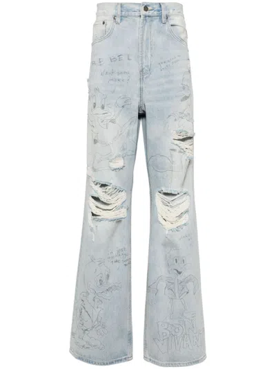 Domrebel Quack Bootcut Jeans In Blue