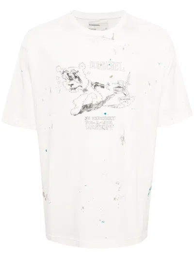 Domrebel Scuff Picnic Paint-detail T-shirt In White