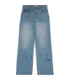 Domrebel Scuffed Bootcut Jeans In Blue