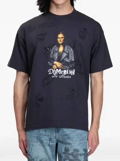 Domrebel She Is Her Rhinestone-embellished Graphic-print T-shirt In Blue