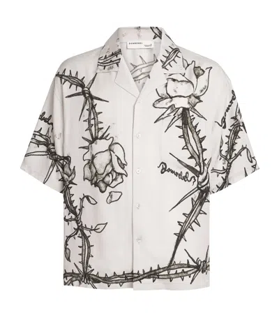 Domrebel Short-sleeve Inked Rose Shirt In Beige