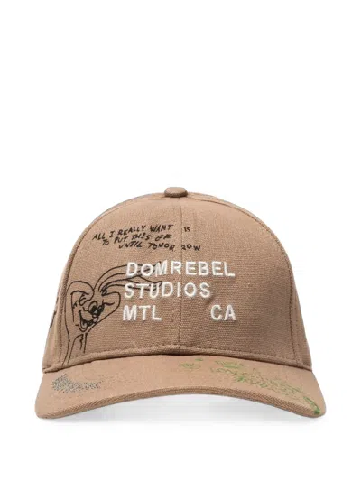 Domrebel Sketch Bunny Embroidered Cap In Brown