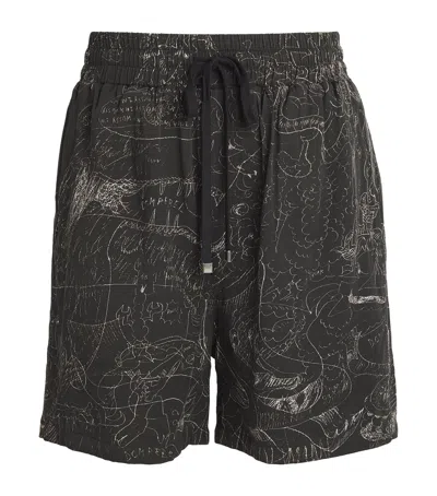 Domrebel Sketch Print Utopia Basketball Shorts In Black