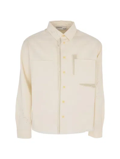 Domrebel Sleazer Cropped Frayed Overshirt In Neutral