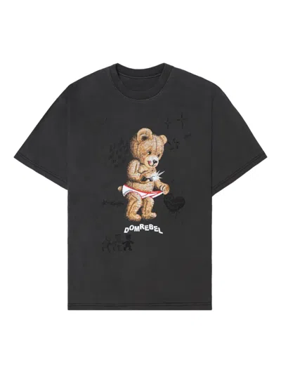 Domrebel Snap Sketch Bear-print T-shirt In Black