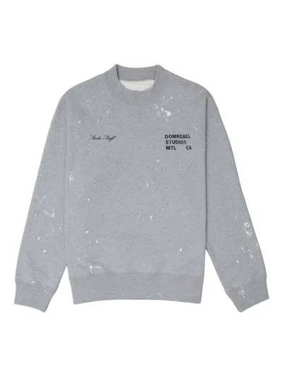 Domrebel Staff Paint-splatter Crew-neck Sweatshirt In Blue