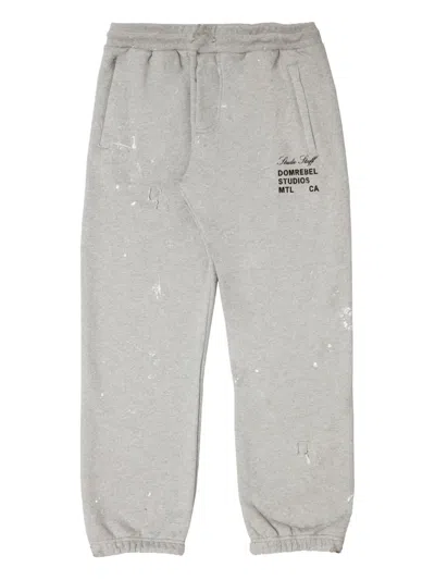 Domrebel Staff Paint-splatter Sweatpants In Gray