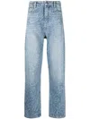 Domrebel Straight-leg Graphic-pint Jeans In Blau
