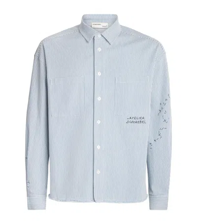Domrebel Stripe Indie Denim Overshirt In Gray