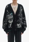 Domrebel Utopia Jacquard Knit Cardigan In Black
