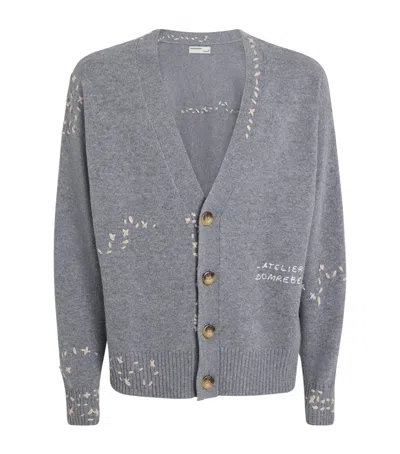 Domrebel Wool Exposed Stitching Cardigan In Gray
