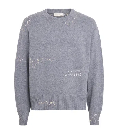 Domrebel Wool Exposed Stitching Sweatshirt In Gray