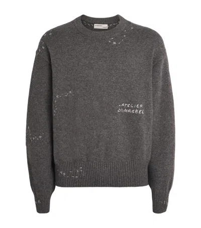 Domrebel Wool-blend Embroidered Wiser Sweater In Gray