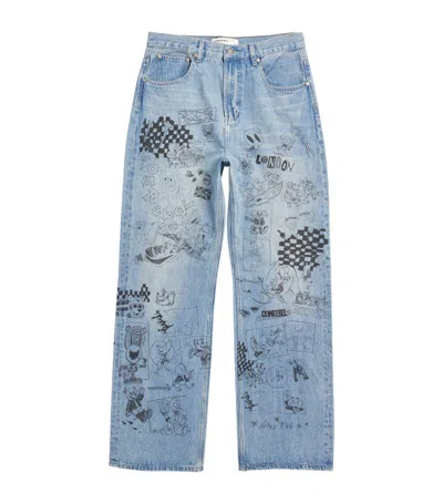 Domrebel X Harrods Londoodle Jeans In Blue