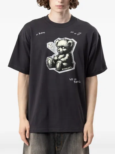 Domrebel Zzz Bear Graphic-print T-shirt In Black