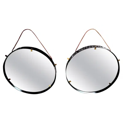 Pre-owned Domus Irtalian Pair Of Black Frame Mirrors By