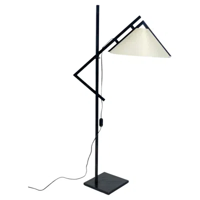 Pre-owned Domus Mid Century Scandinavian Modern Black Floor Lamp With Cone Shade By