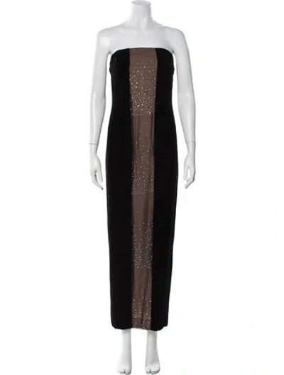 Pre-owned Donald Deal Colorblock Pattern Long Dress In Black