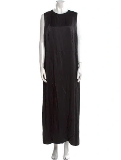 Pre-owned Donald Deal Crew Neck Long Dress In Black