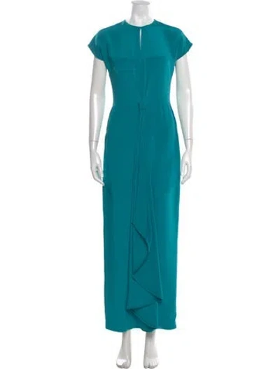 Pre-owned Donald Deal Crew Neck Long Dress In Blue