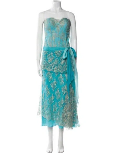 Pre-owned Donald Deal Paisley Print Midi Length Dress In Blue