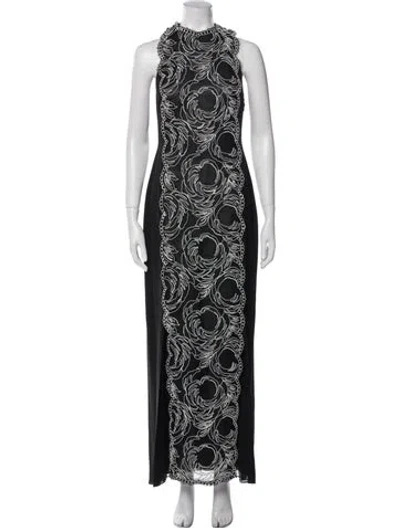 Pre-owned Donald Deal Silk Long Dress In Black