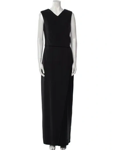 Pre-owned Donald Deal Silk Long Dress In Black