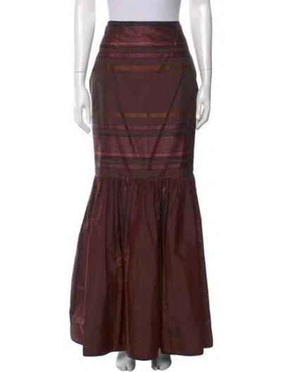 Pre-owned Donald Deal Silk Long Skirt In Brown