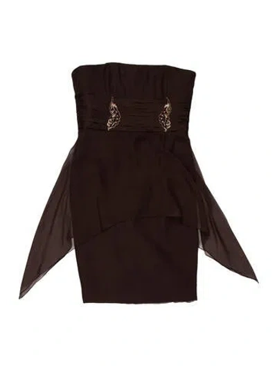 Pre-owned Donald Deal Strapless Mini Dress In Brown