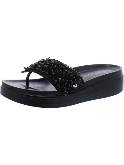 Donald J Pliner Fifi Womens Faux Leather Slip On Slide Sandals In Black