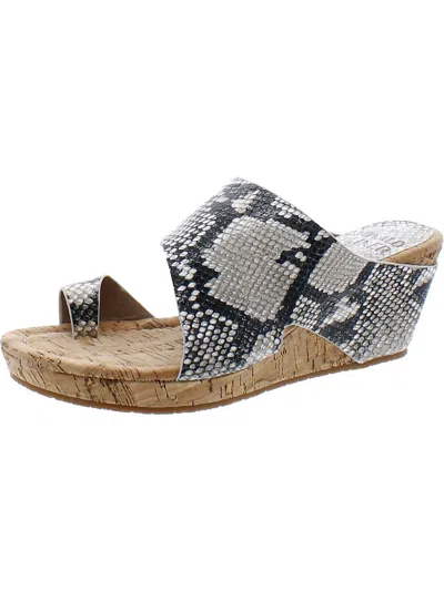 Donald J Pliner Gretta Womens Leather Toe Loop Wedge Sandals In Multi