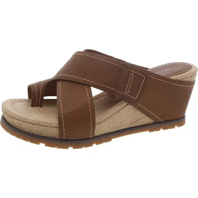 Donald J Pliner Irini 35 Womens Leather Slip On Wedge Sandals In Brown